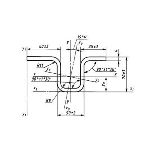 Профиль стальной гнутый специальный для вагоностроения № 5 ГОСТ 14635-93